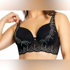 PEARL LONGLINE PLUNGE BRA - BLACK, 36C, never worn